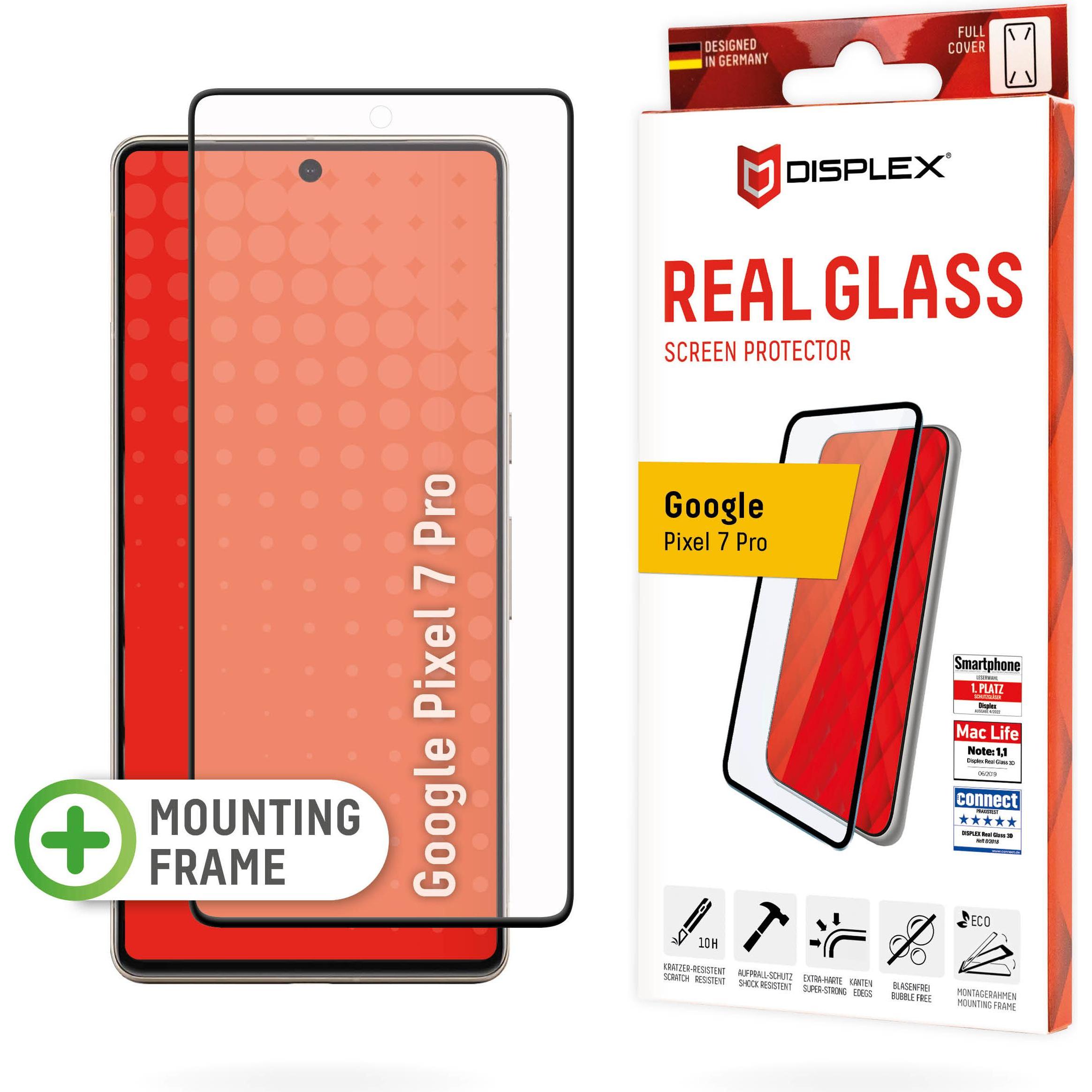 Displex Real Glass, Full Cover Panzerglas (1 Stück, Google Pixel 7 Pro), Smartphone Schutzfolie, Transparent