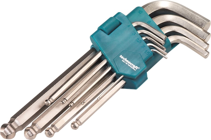 Actual product image technocraft Ball-end hexagon socket spanner set, 9 pcs