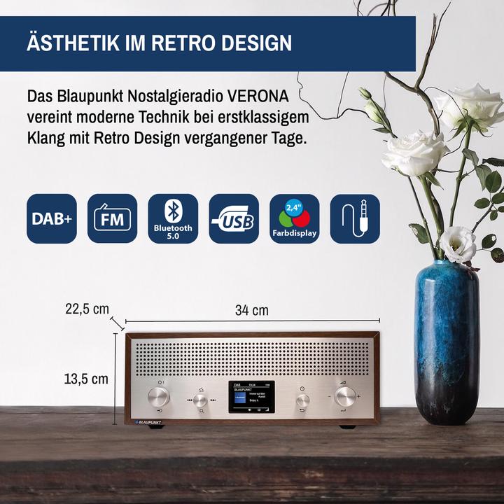 Produktbild Blaupunkt Nostalgieradio mit DAB+ und Bluetooth | VERONA (DAB+, FM, Bluetooth)