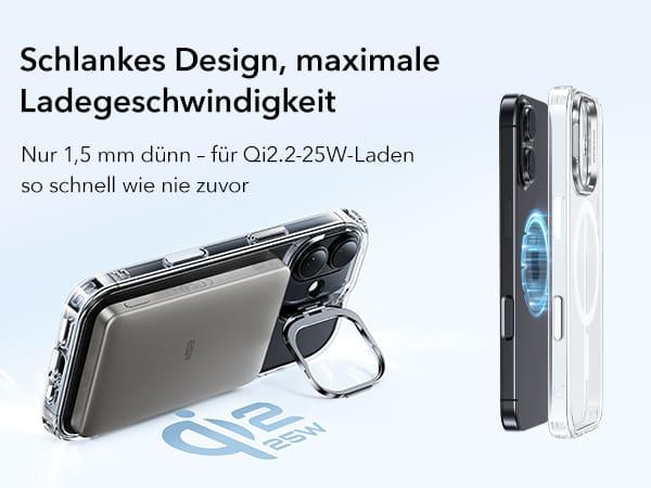 Actual product image ESR Classic Hybrid Magnetic Case (Camera Control, Stash Stand), for iPhone 17, Clear Black (Apple iPhone 17)