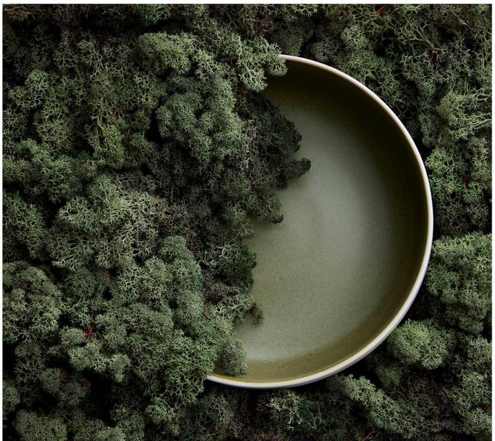 Produktbild Studio Round Ø 25 cm - Stentøj - Matte white/matte moss (25 cm, 1 x)