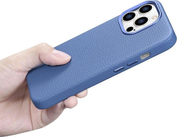 Produktbild iCarer litchi Premium Ledertasche iPhone 14 Pro Magnetische Ledertasche mit magSafe hellblau (WMI142 (Apple iPhone 14 Pro)