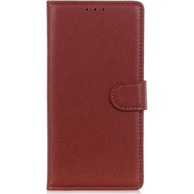 MU Classic Litchi Leder Bookcover Series (Samsung Galaxy A14, Samsung Galaxy A14 5G), Smartphone Hülle, Braun