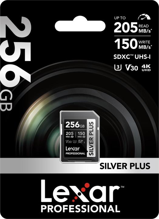 Actual product image Lexar Silver Plus (256 GB, SDXC, U3, UHS-I)
