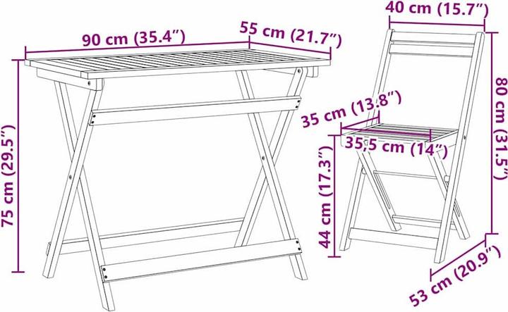 Produktbild vidaXL Bistro Möbel (90 x 55 x 75 cm)