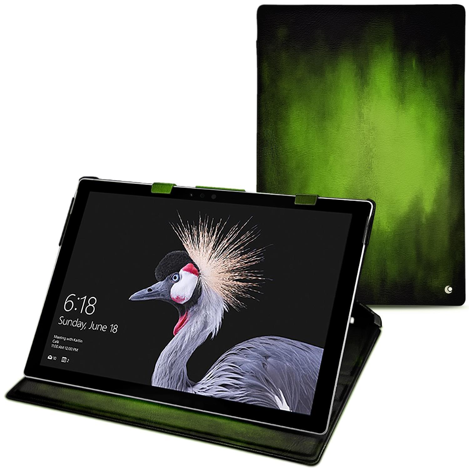 Thumbnail - Noreve Lederschutzhülle vertikal (Surface Pro (2017)), Tablet Hülle, Grün