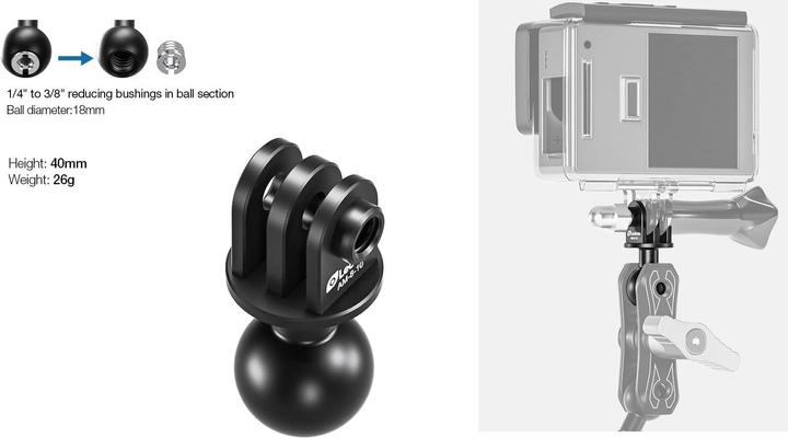 Immagine prodotto Leofoto Gelenk mit GoPro Aufnahme AM-8-10