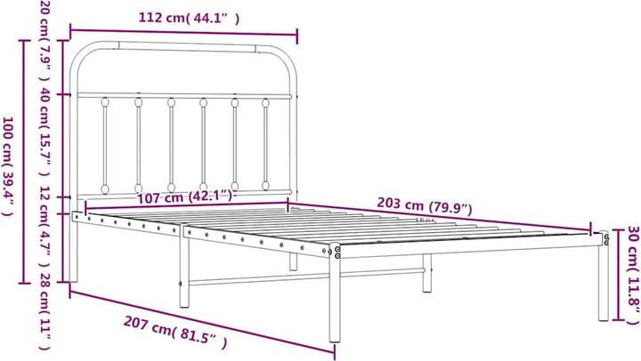 Image du produit vidaXL Bettgestell (107 x 203 cm)