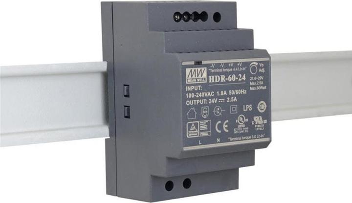 MeanWell INDUSTRIE-NETZTEIL - 1 AUSGANG - HUTSCHIENENMONTAGE - 60 W - 24 V - 2.5 A