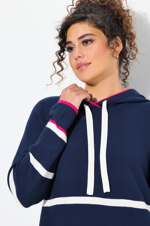 Produktbild Ulla Popken Pullover, Ringel, Farbakzente, Kapuze, Langarm (54)
