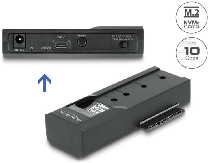 Delock USB Type-C Konverter für 1 x M.2 SSD oder 1 x SATA SS