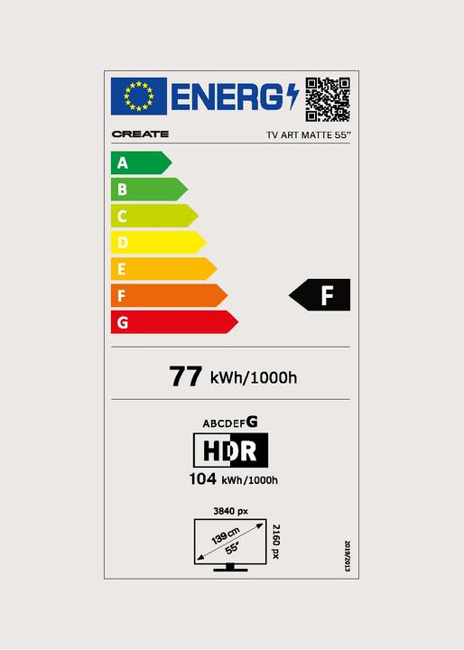 Etichetta energetica Create TV ART MATTE - Smart TV QLED 4K (55", LED, QLED, 4K)