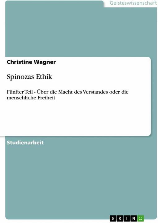 Produktbild Spinozas Ethik (Deutsch, Christine Wagner, 2011)