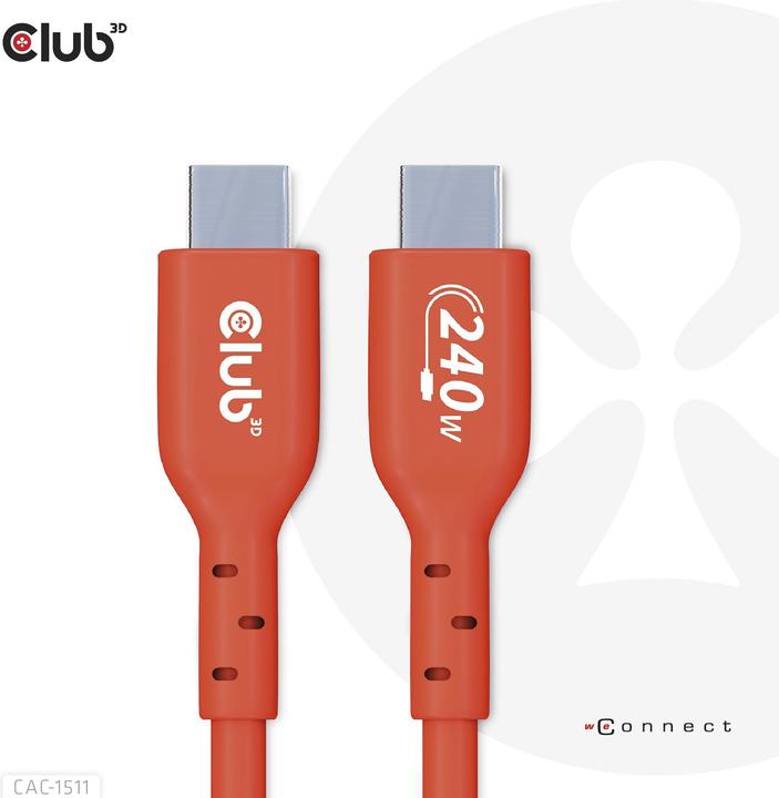 Image du produit Club 3D Club3D câble USB 2 type C PD 240W / 480Mb 1m p/p retail (1 m, USB 2.0, 240 W)