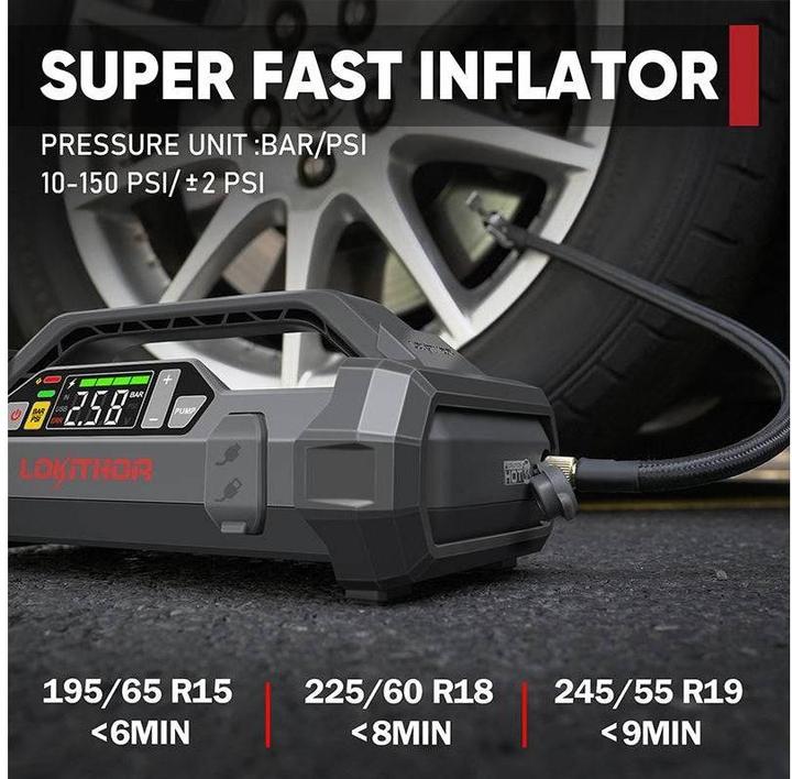 Produktbild Lokithor Powerbank / Jump starter JA302, 2500A, kompresor 10-150 PSI (2500 A, 17100 mAh)