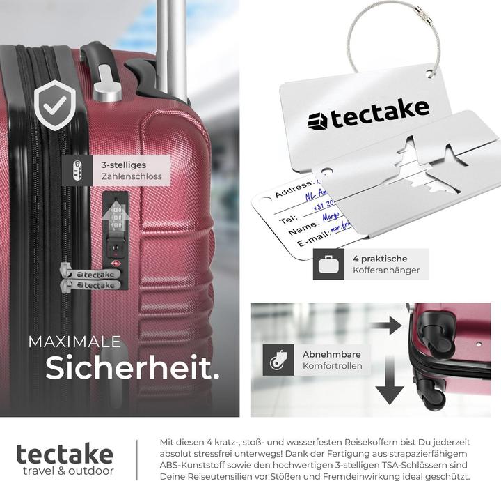 Produktbild tectake Hartschalenkofferset Mila 4-tlg. mit Kofferwaage (106 l)