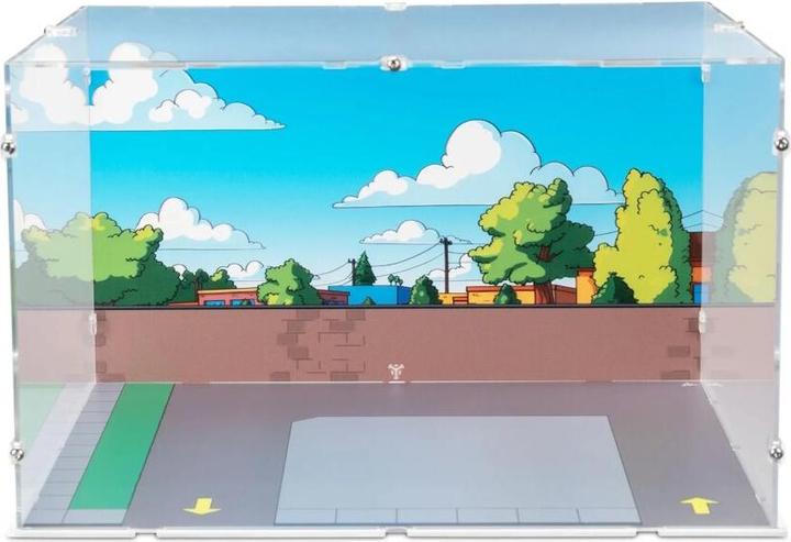 Actual product image iDisplayit Acrylic display for LEGO® 10352 The Simpsons - Krusty Burger (with background image and withe base)
