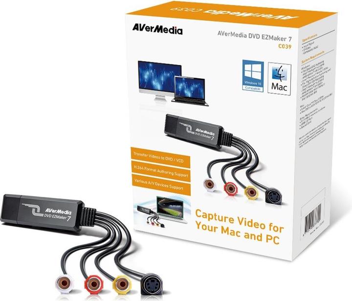 AVerMedia DVD EZMaker 7 (USB 2.0, analog TV signal, DVB-T, DVB-T2, DVB-S2, DVB-C, DVB-S)