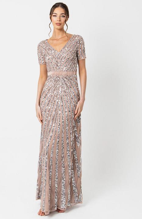 Produktbild Herba Maxi Glitzer V-Ausschnitt Empire-Taille Kleid (54)