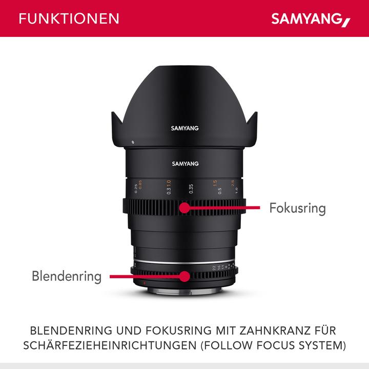 Produktbild Samyang MF 24mm T1,5 VDSLR MK2 Canon EF (Canon EF, APS-C / DX)