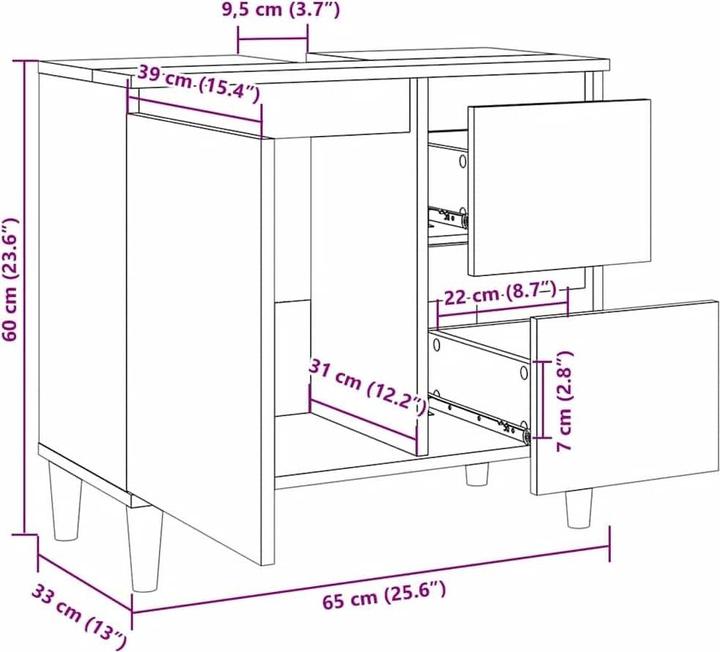 Actual product image vidaXL Vanity unit (65 x 33 x 60 cm)