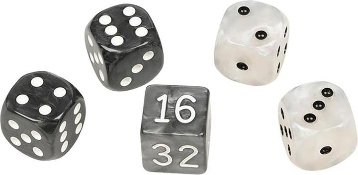 Philos Set di dadi per backgammon, plastica, bianco e nero, 16 mm, 4
