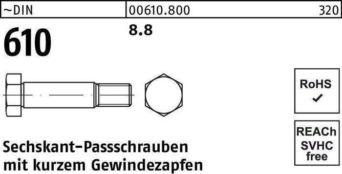 Produktbild Sechskantpassschraube DIN 610 m.kurzem Gewindezapfen M 36 x 160 8.8 (5 Schrauben pro Stück)