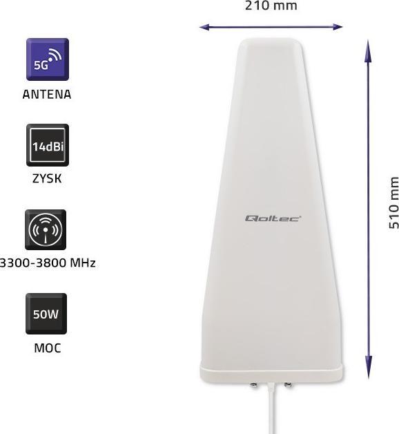 Produktbild Qoltec 57032 Antenna 5G LTE DUAL 14 dBi (5G)