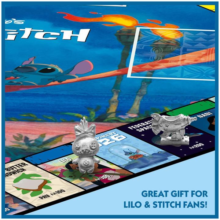 Actual product image Winning Moves Lilo and Stitch Monopoly Board Game, Embark on an out of this world journey with Lilo (English)
