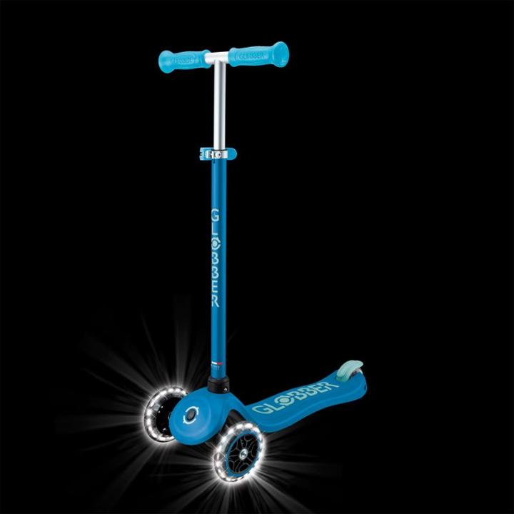 Actual product image Globber PRIMO PLUS GLOW LIGHTS Scooter - Petrol Blue (443-100)