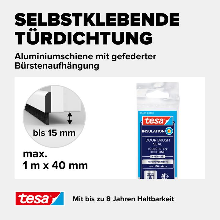 Produktbild tesa tesamoll COMFORT Türdichtschiene, selbstklebende Türdichtung für unebene Böden (0.32 kg, White)
