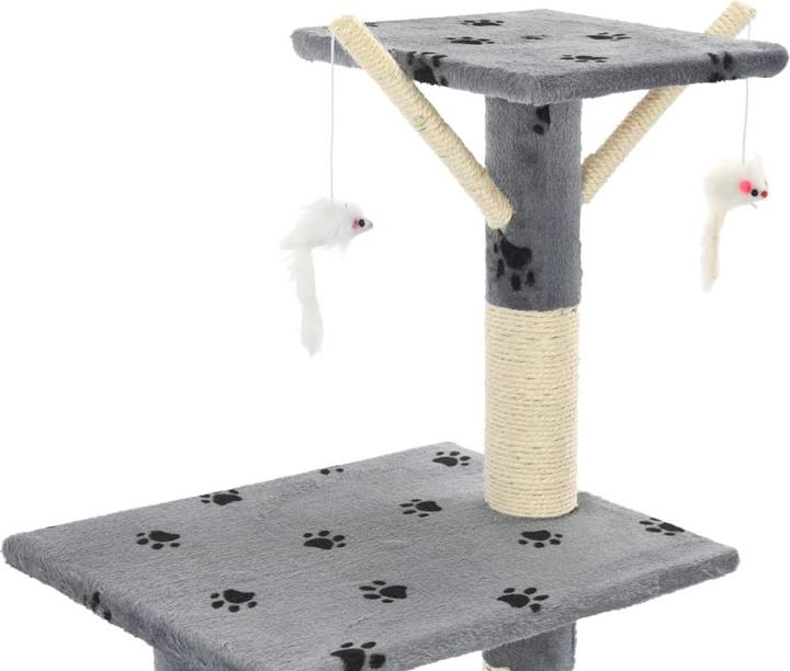 Actual product image vidaXL Kratzbaum (138 cm, Grey with paw pattern)