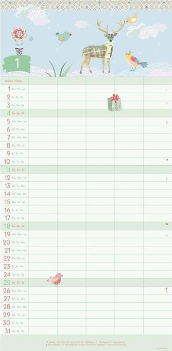 Produktbild Greenline Turnowsky 2026 Familienplaner -Wandkalender - Familien-Kalender - 22x45 (22 x 45 cm)