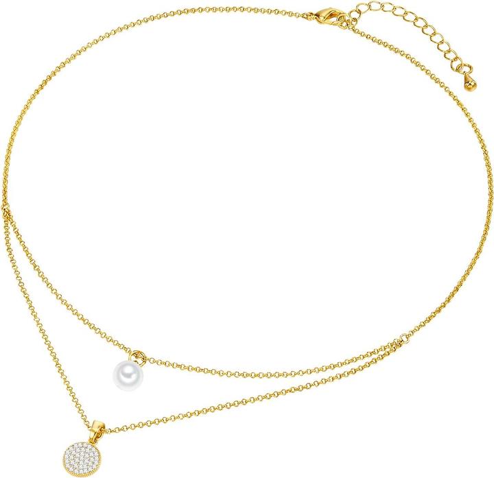 Actual product image Lulu & Jane Ladies metal alloy glass bead (synth.) yellow gold 43.0/44.0 cm base chain + 5.0 cm extension - (Metal alloy)