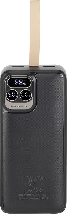 Produktbild Rivacase Powerbank 30000 mAh USB-C 20W + LCD schwarz (1x I/O USB-C PD 18W / PD 20W 2x USB-A QC 3.0 (30000 mAh, 20 W, 111 Wh)