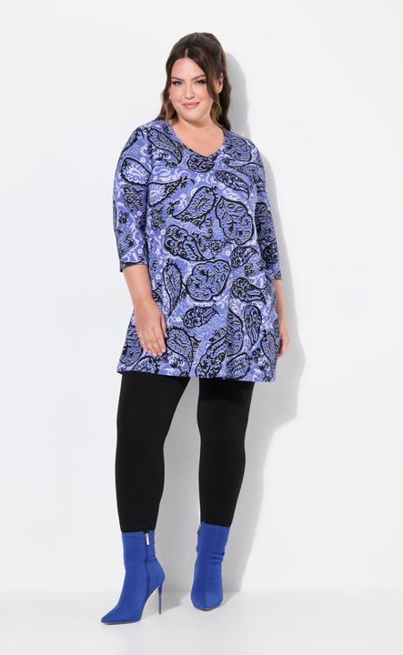 Produktbild Ulla Popken Longshirt, Paisley, A-Linie, V-Ausschnitt, 3/4-Arm (56)