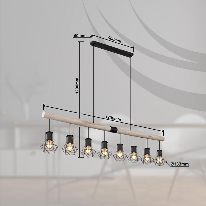 Productafbeelding Globo HANGLAMP METAAL ZWART, 8XE27 (E27)