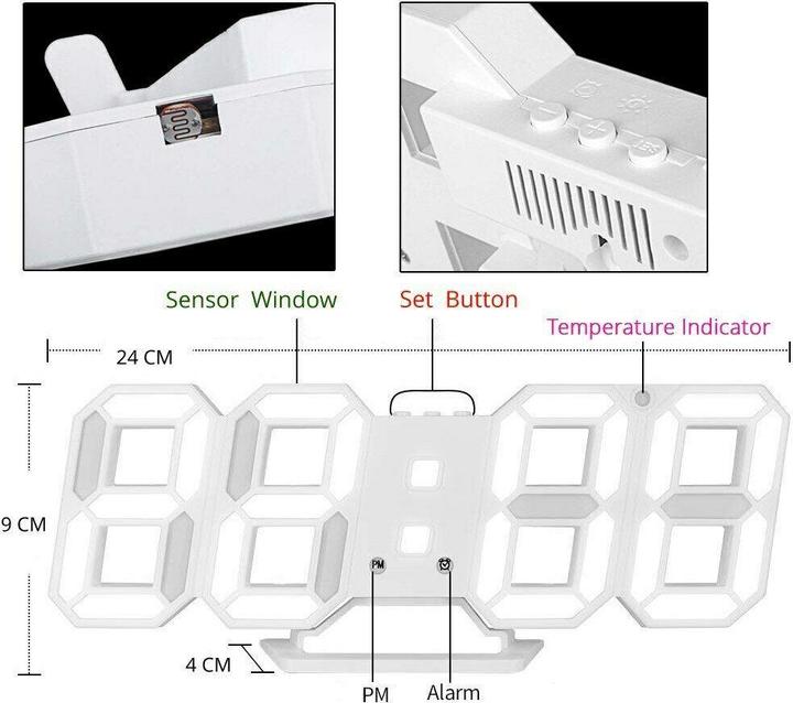Produktbild JTI Digitale 3D-Uhr - Weiss