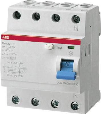 Produktbild ABB FI-Schutzschalter 4polig 25 A 230 V/AC, 400 V/AC 2CSF204101R1250