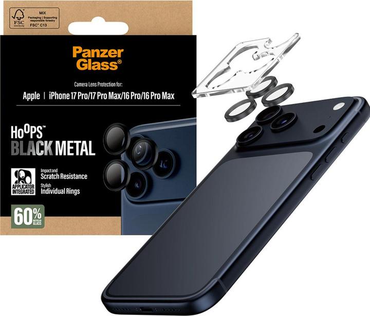 Produktbild PanzerGlass Hoops Camera Lens Protector (1 Stück, Apple iPhone 16 Pro Max, Apple iPhone 16 Pro, Apple iPhone 17 Pro, Apple iPhone 17 Pro Max)