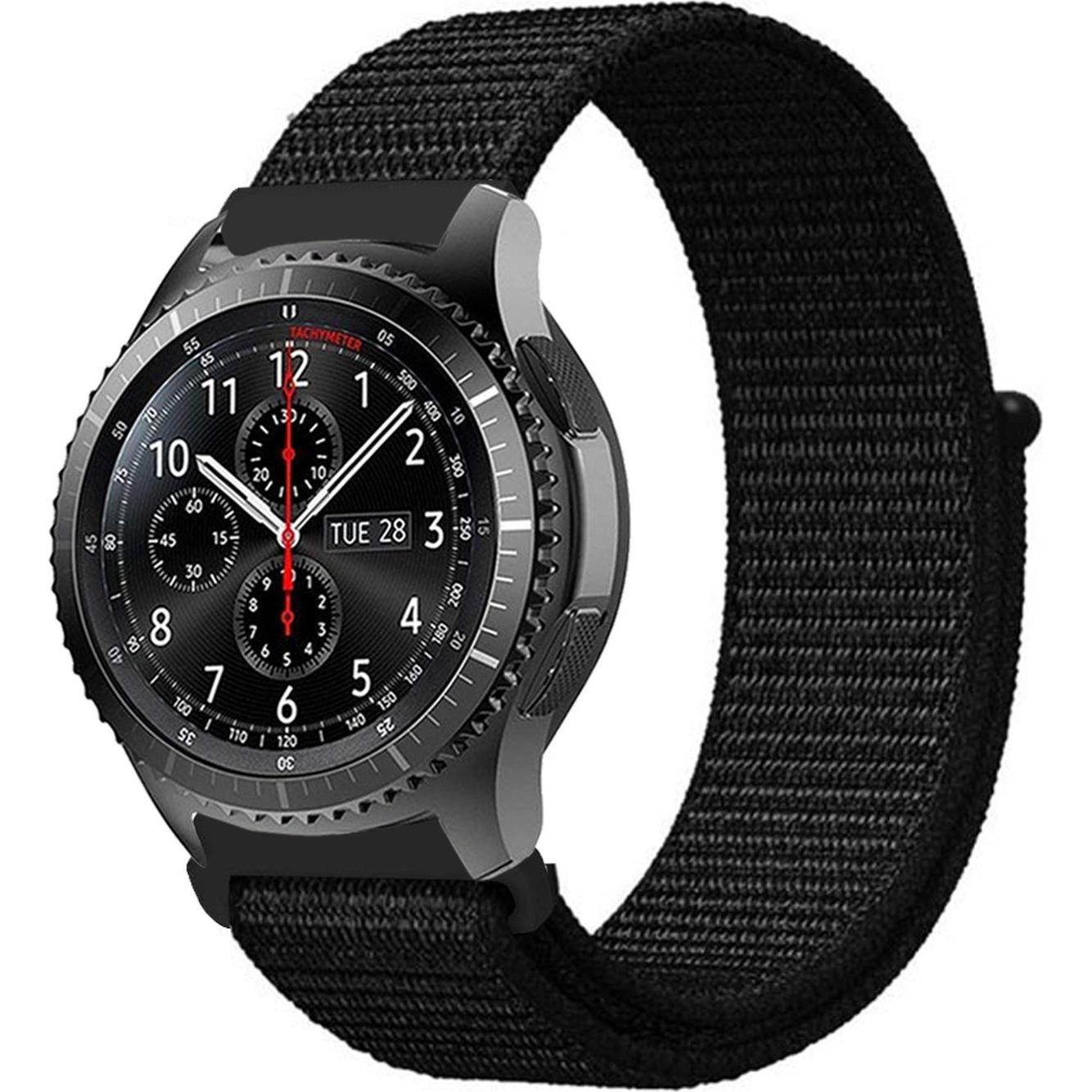 Cadorabo Armband für Samsung Galaxy Watch (20 mm, Nylon, 3, 4), Uhrenarmband, Schwarz