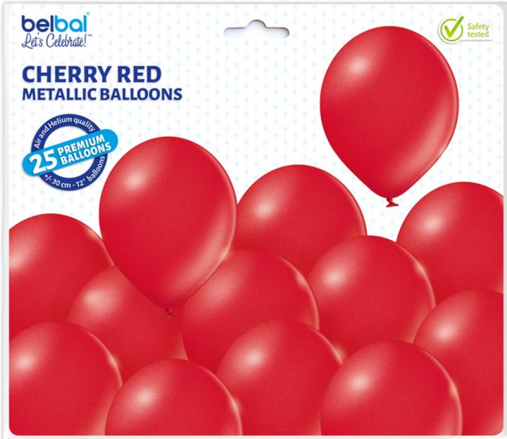 Image du produit Belbal 25 ballons ronds décoratifs Ø 33 cm METALLIQUE ROUGE CIRCULAIRE (25 x)
