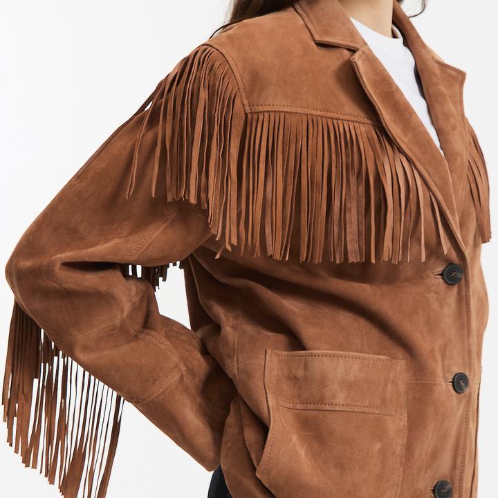 Actual product image La Redoute Collections Gerade geschnittene Jacke mit Fransen (S)