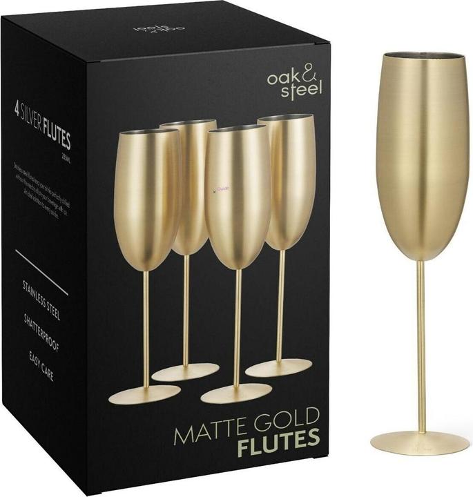 Produktbild Oak & Steel 4 Edelstahl Sektglaeser (28.50 cl, 4 Gläser, Sektgläser)