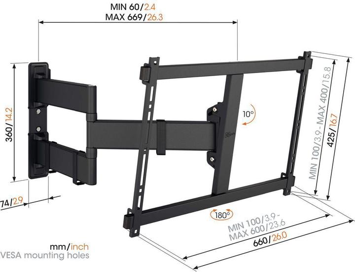 Actual product image Vogels TVM 3845 (Wall, 100", 55 kg)