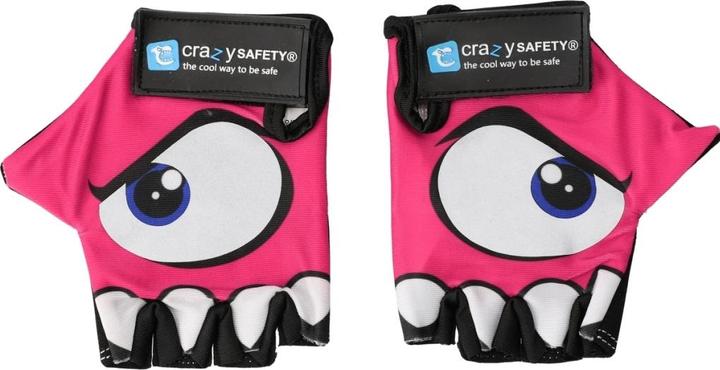 Actual product image Crazy Safety Pink kids bike gloves with reflective eyes, padded palms - Pink - Size S (S)