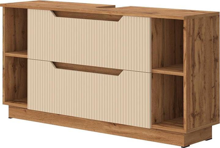 Actual product image Vicco Waschbeckenunterschrank Lotta, Eiche/Kaschmir gestreift, 119.2 x 62.5 cm mit 2 Schubladen (119.20 x 32 x 62.50 cm)