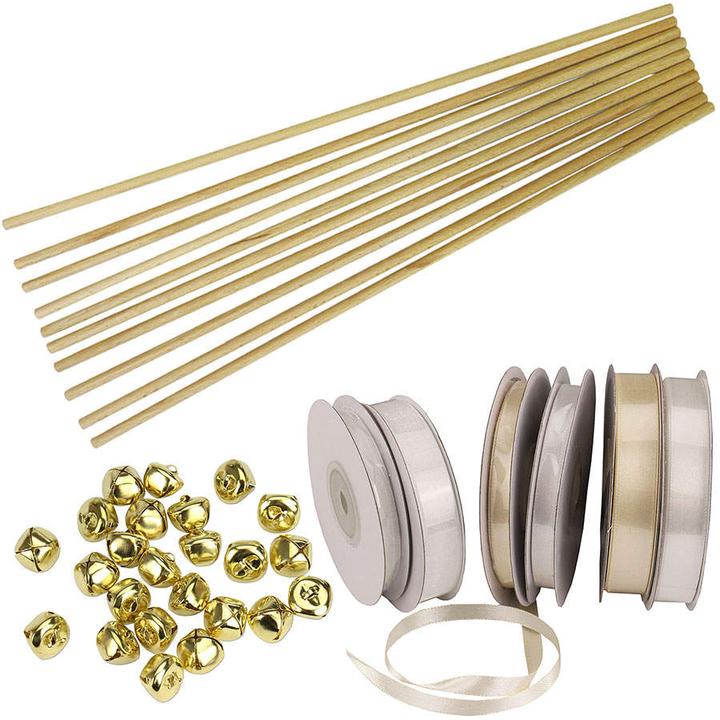 trendmarkt24 Baguettes 48 pièces Baguettes de mariage 50cm de long DIY bells 150m ruban lucky wands