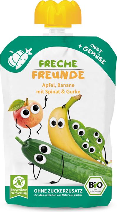 Produktbild Freche Freunde Quetschbeutel Apfel Banane Spinat & Gurke Bio 100 g (120 g)