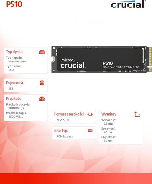 Produktbild Crucial P510 (1000 GB, M.2 2280)